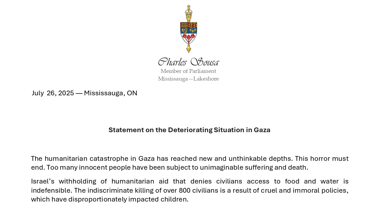 Statement on the Deteriorating Situation in Gaza