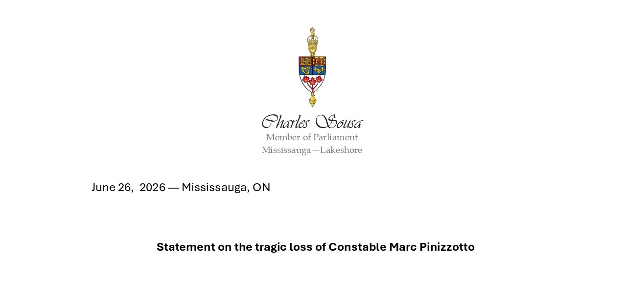 Statement on the passing of Constable Marc Pinizzotto