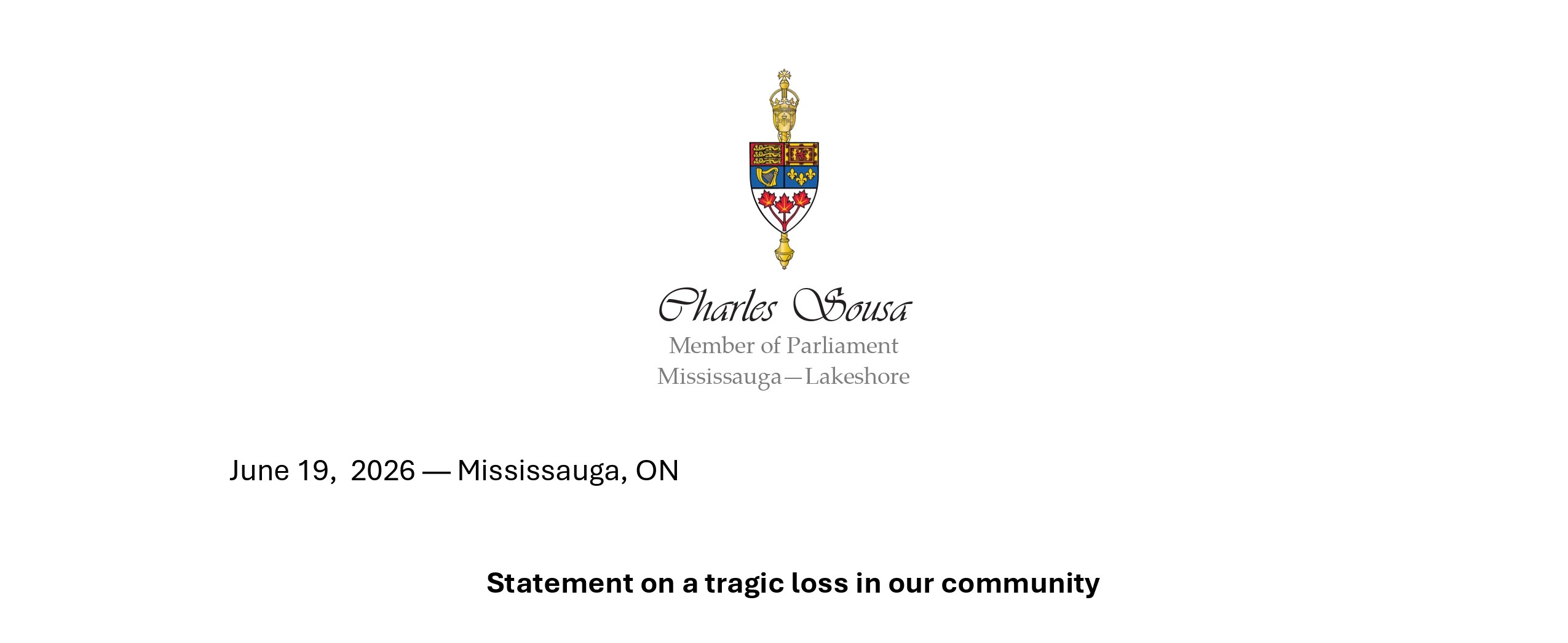 Statement on a tragic loss in our community